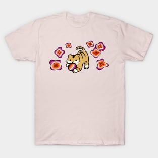 Tiger Pride Flag (Lesbian) with Cute Flower Drop (LGBTQ+ Pride Month) T-Shirt